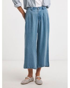 JD Williams Lightweight Denim Wide Leg Cropped Jeans - Blue