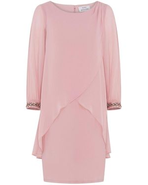 Gina Bacconi Lexie Embellished Cuff Chiffon Overlay Dress - Pink