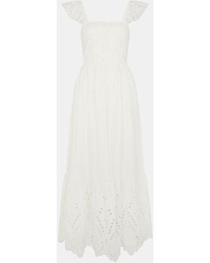 Accessorize Ärmelloses Maxikleid Mit Rüschen Und Lochstickerei - Weiß