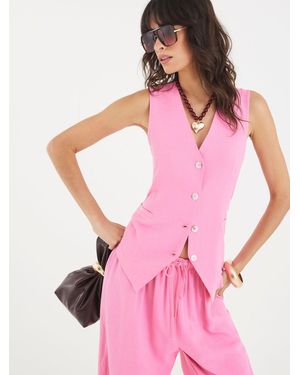 River Island Stripe Linen Waistcoat - Pink