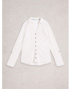 White Stuff Annie Broderie Jersey Shirt - Natural