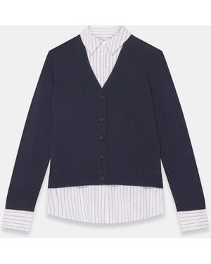 Mint Velvet Cotton Blend Layered Knit Shirt - Blue