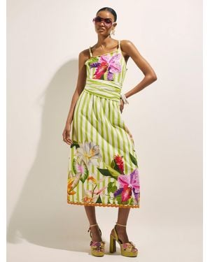 River Island Del Maar Stripe Floral Strappy Wrap Beaded Midi Dress - Green