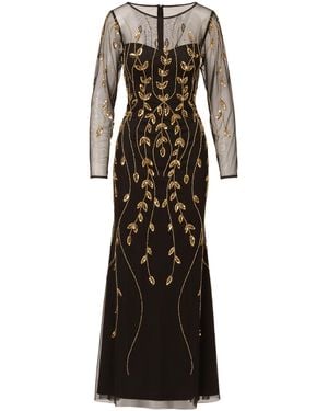 Adrianna Papell Studio Long Sleeve Beaded Dress - White