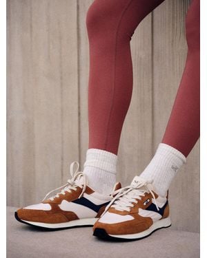 Self Neutral Mixed Material Panel Lace Up Sneakers - Pink