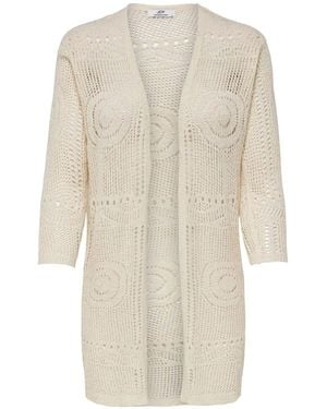 Jdy 3/4 Sleeve Crochet Kimono Cardigan - White