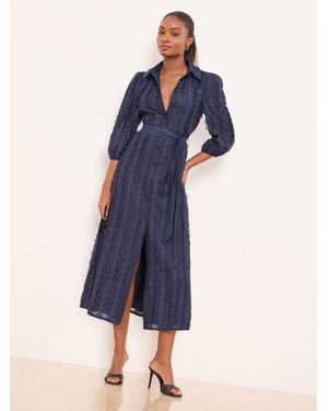 Lipsy Petite Textured Midi Shirt Dress - Blue