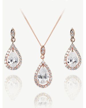 Ivory & Co. Co Belmont Schmuck-Set Mit Tropfenförmigen Kristallanhängern - Weiß