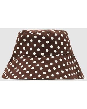 Reiss Cotton Polka-Dot Bucket Hat, S & M - White