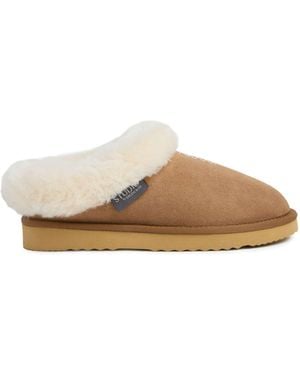 Celtic & Co. Studio Embroidered Mule Slippers - Brown