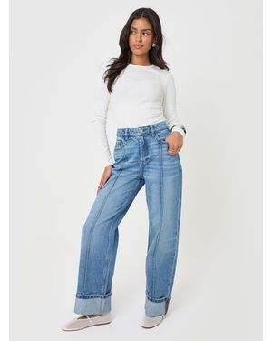 Threadbare Wide Leg Turn Up Jeans - Blue