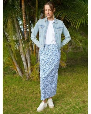 Threadbare Leopard Print Lightweight Jersey 100% Cotton Midi Skirt With Pockets - Green