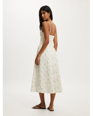 Cotton On Remy Shirred Bodice Midi Dress - Natural