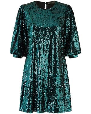 Yumi' Sequin Tunic Dress With Balloon Sleeves - Green