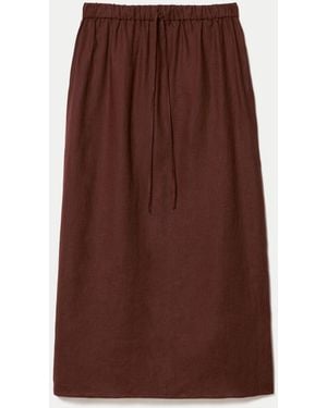 Jigsaw Linen Drawstring Maxi Skirt - Brown