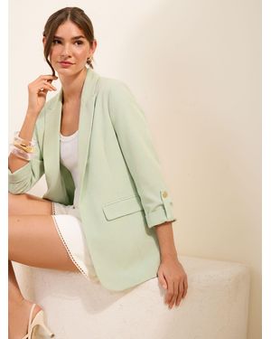 Friends Like These Edge To Edge Tailored Sleeve Detail Blazer - Green