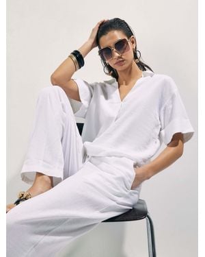 River Island Linen Blend Roll Sleeve Shirt - White