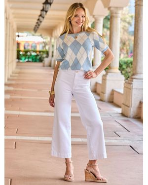 Sosandar Wide Leg Cropped Jeans - White