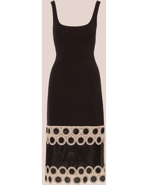 Adrianna Papell Crochet Sheath Midi Dress - Black