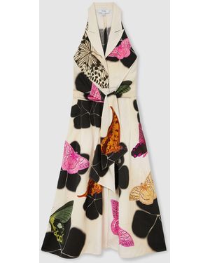 Reiss Azalea Nybg Butterfly-Print Midi Dress - White