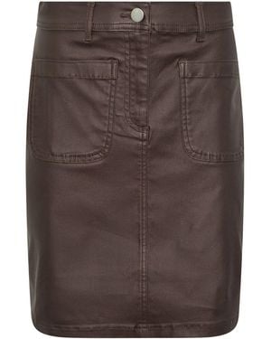 M Com Coated Pocket A-Line Skirt - Brown