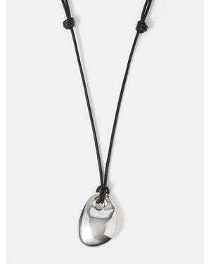 Accessorize Plated Leather Cord Pendant Necklace - Metallic