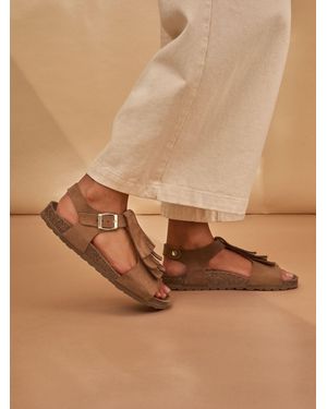 Celtic & Co. Fringe Suede Sandals - Brown