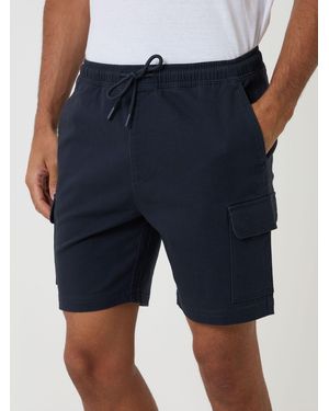 Threadbare Shorter Length Elasticated Waist Stretch Cargo Shorts - Blue