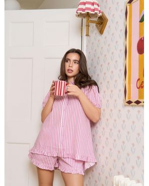JAM The Label Poplin Stripe Pyjamas Set - Pink