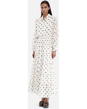 The Kooples Long Dress With Ruffle - White