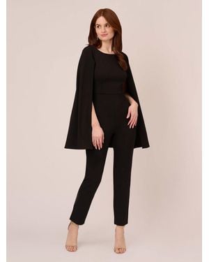 Adrianna Papell Knit Crepe Cape Jumpsuit - Natural