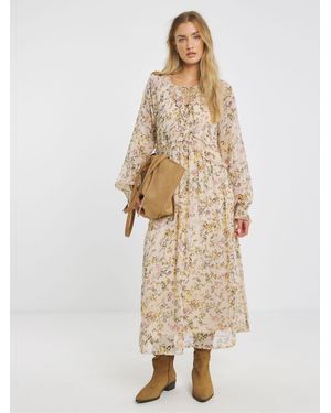 Simply Be Georgette Frill Maxi Dress - Natural