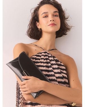 Next Chocolate Gloss Clutch Bag - Brown