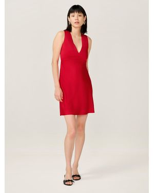 OMNES Mini Nova V-Neck Open-Back With Tie Detail Dress - Red