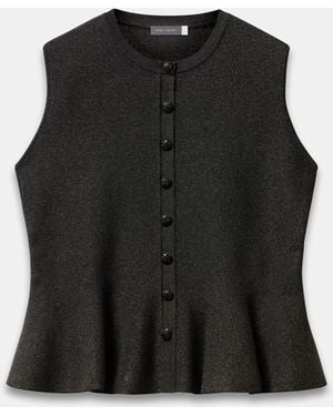 Mint Velvet Metallic Knit Peplum Top - Black