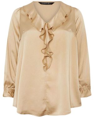 Evans Frill Front Tie Top - Natural