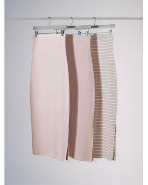 The Set 3 Pack Bandeau Ribbed Jersey Midi Dresses Neutral/Light/Stripe - Pink