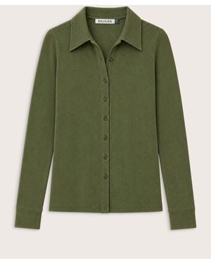 Baukjen Kelly Ribbed Button-Down Top - Green