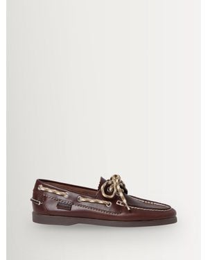 Loeffler Randall Franco Leather Boat Shoes - Brown