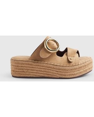 River Island Tan Ring Buckle Strap Wedge Sandals - Brown