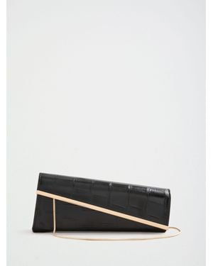 Lipsy Croc Effect Asymetric Clutch Bag - White