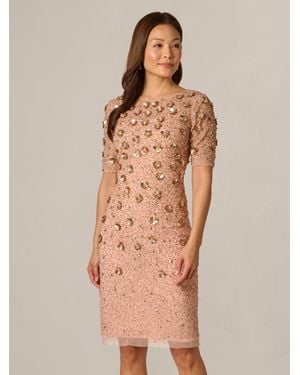 Adrianna Papell Petite Beaded Cocktail Dress - Natural