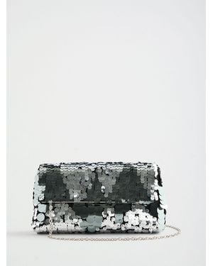 Friends Like These Sequin Foldover Cutch Bag - White