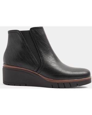 Yours Curve Elasticated Panel Wedge Boots - Black