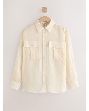 Next N. Premium Sheer Utility Long Sleeve Shirt - Natural