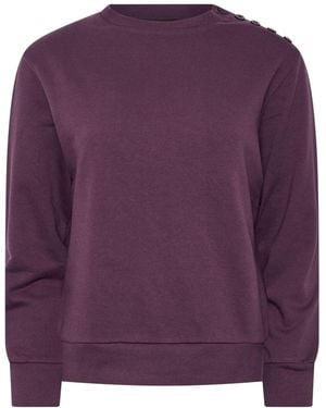 M Com Petite Button Detail Sweatshirt - Purple
