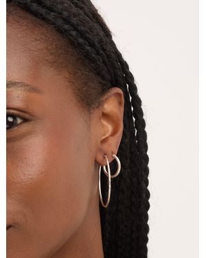 Simply Silver Polished Diamond Cut Sleeper Hoop Earrings - Black