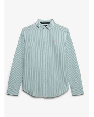 Superdry Double Emblem Stripe Rugby Shirt - Blue