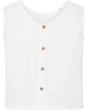 PixieGirl Petite Cheesecloth Button Top - White