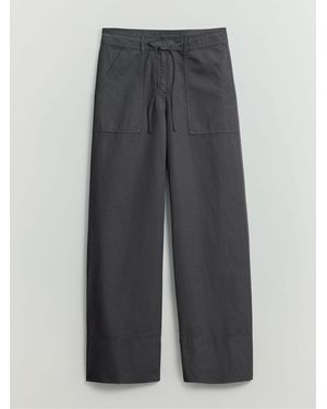 BHOEM Patch Pockets Daily Pants With Linen - Gray